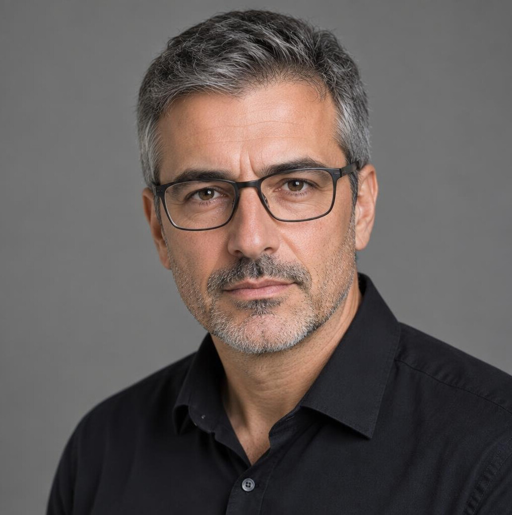 Portrait of a Portuguese male investigative journalist and editor