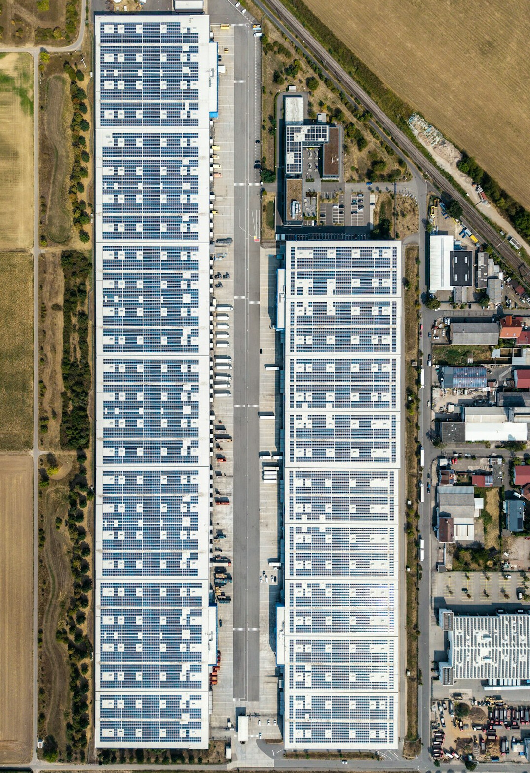 factory with green energy panels