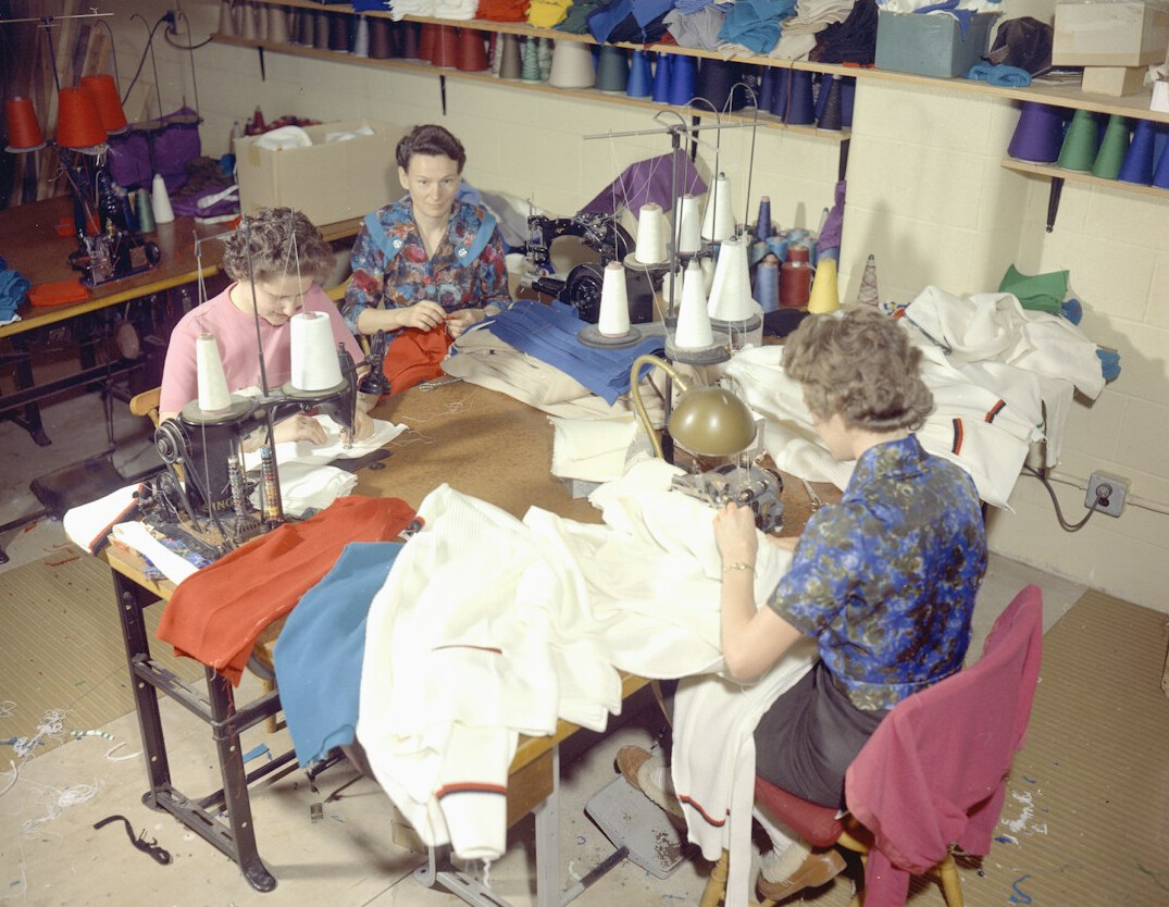 factory workers sewing clothes
