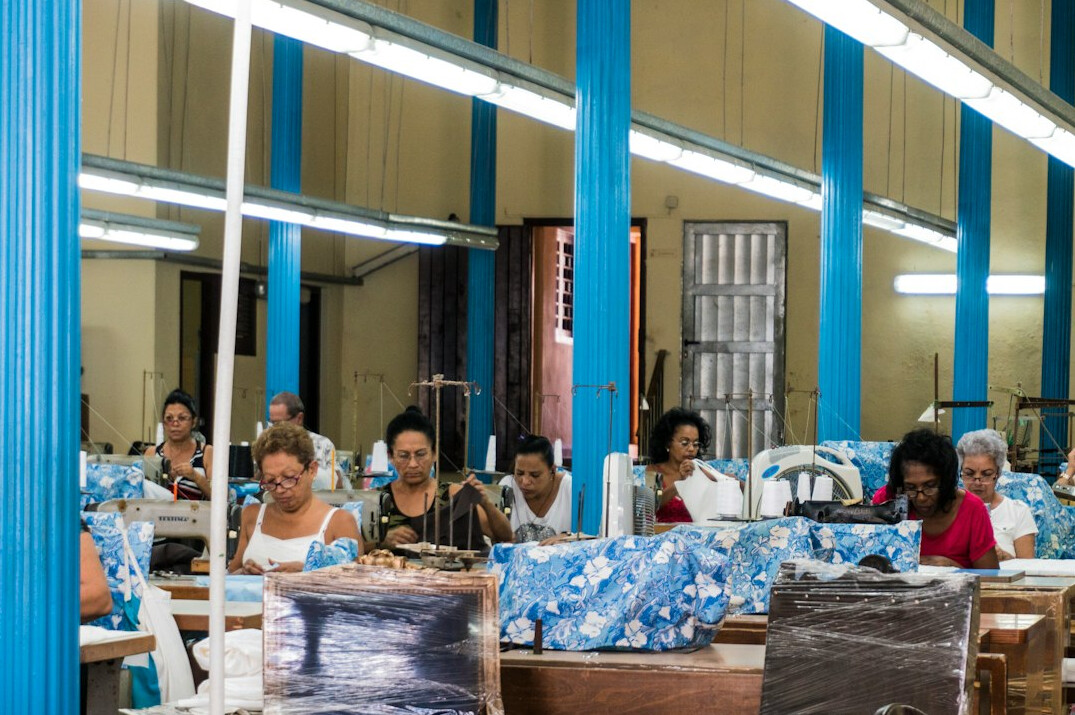 clothing factory workers